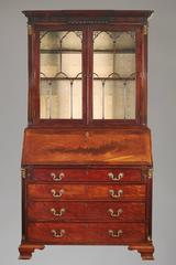 Fine George III Mahogany Brass-Mounted Bureau Bookcase