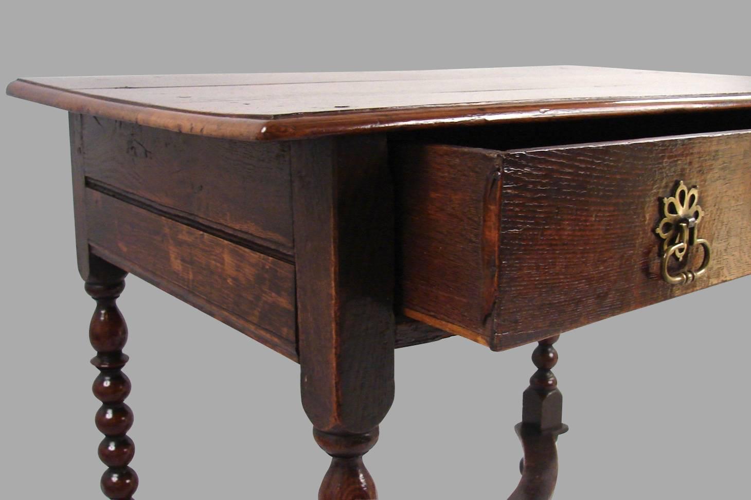 William and Mary Oak Table with Drawer 1
