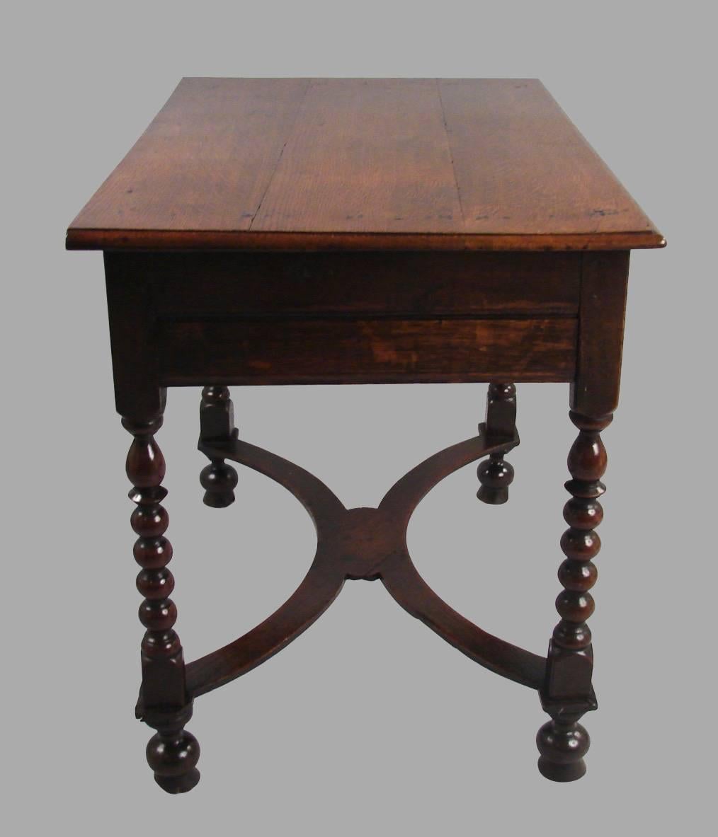 English William and Mary Oak Table with Drawer