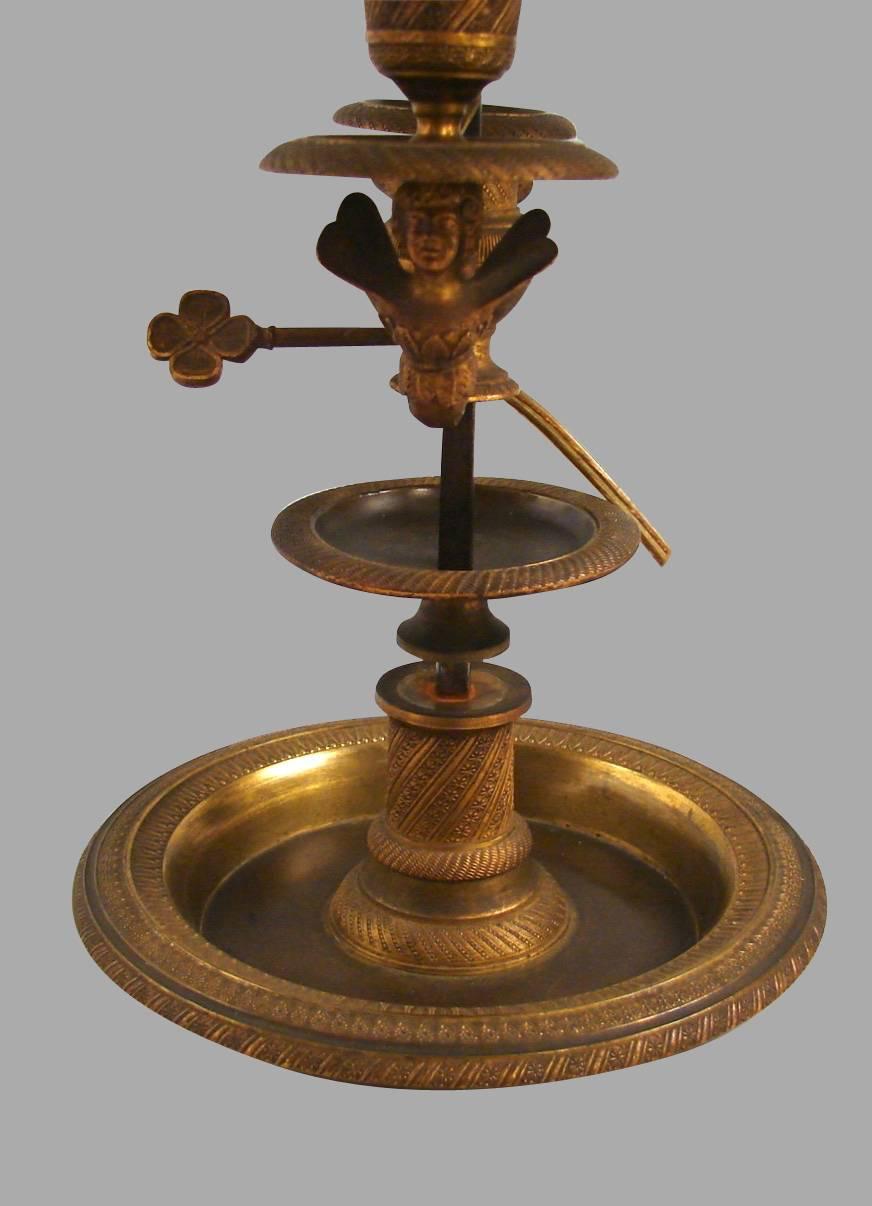 Louis XVI French Gilt-Brass Two-Light Bouillotte Lamp