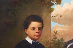 Alfred A. Hart, Impressive Large-Scale Oil on Canvas Family Portrait with Dog