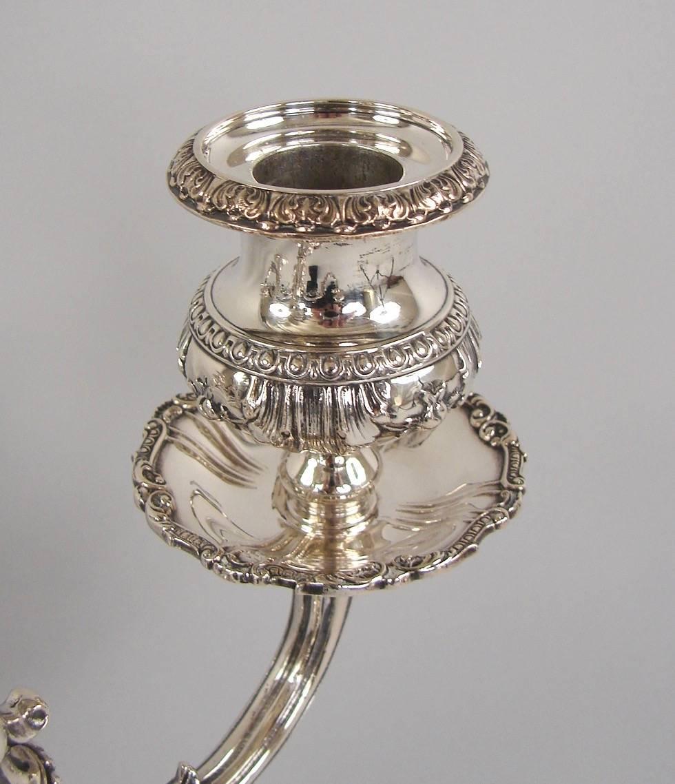 Renaissance Revival Impressive Pair of Gorham Sterling Silver Five-Light Candelabra