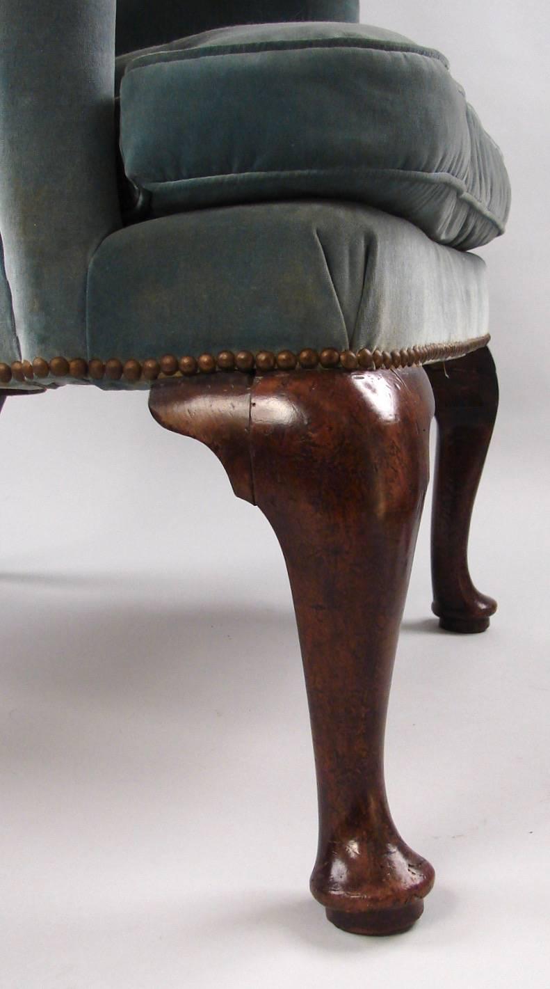 English George II Walnut Wing Armchair of Small-Scale