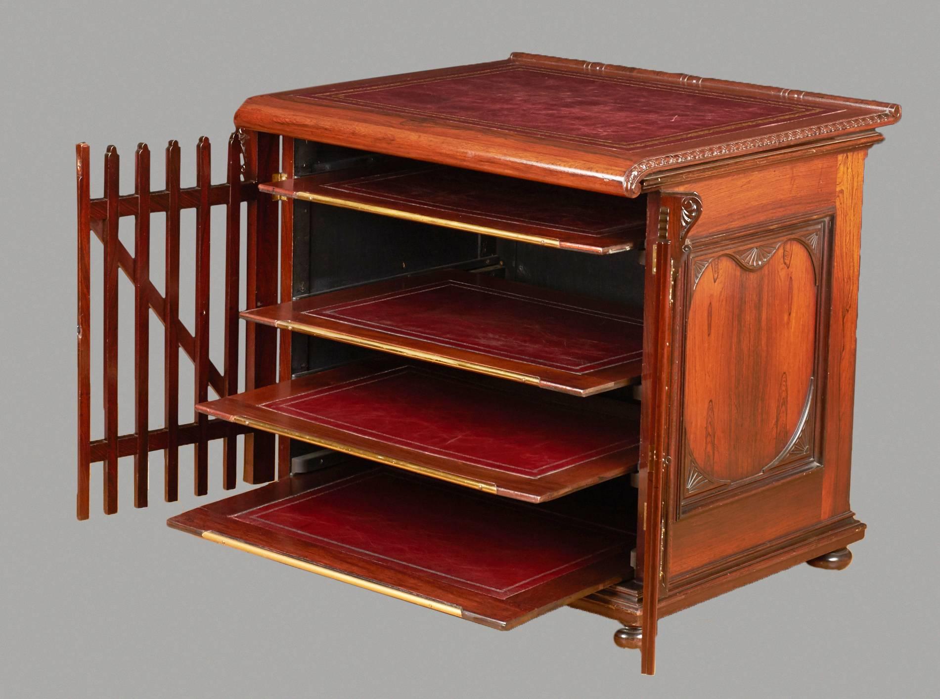Rosewood Victorian Library Folio Cabinet with Slide Out Shelves In Excellent Condition In San Francisco, CA