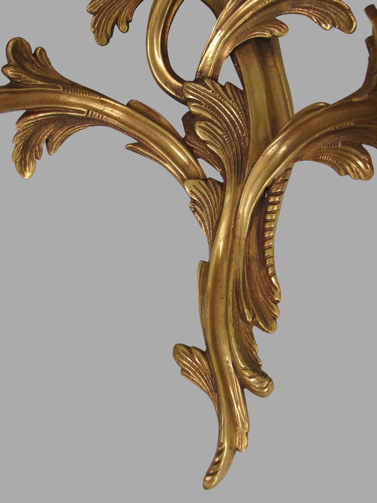 Louis XV Style Brass Five-Light Sconces In Excellent Condition In San Francisco, CA