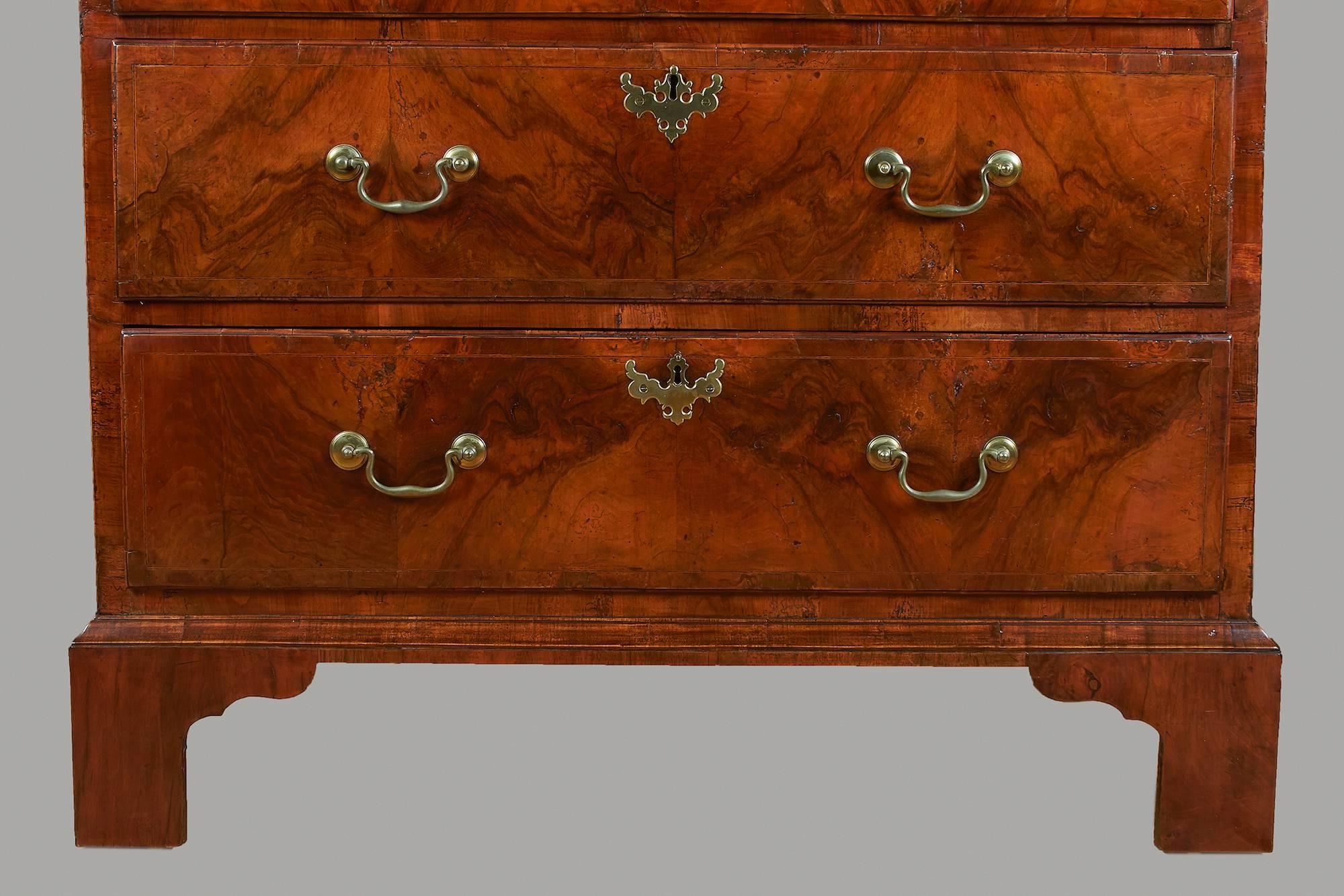 George II Inlaid Walnut Chest-on-Chest with Secretaire 1