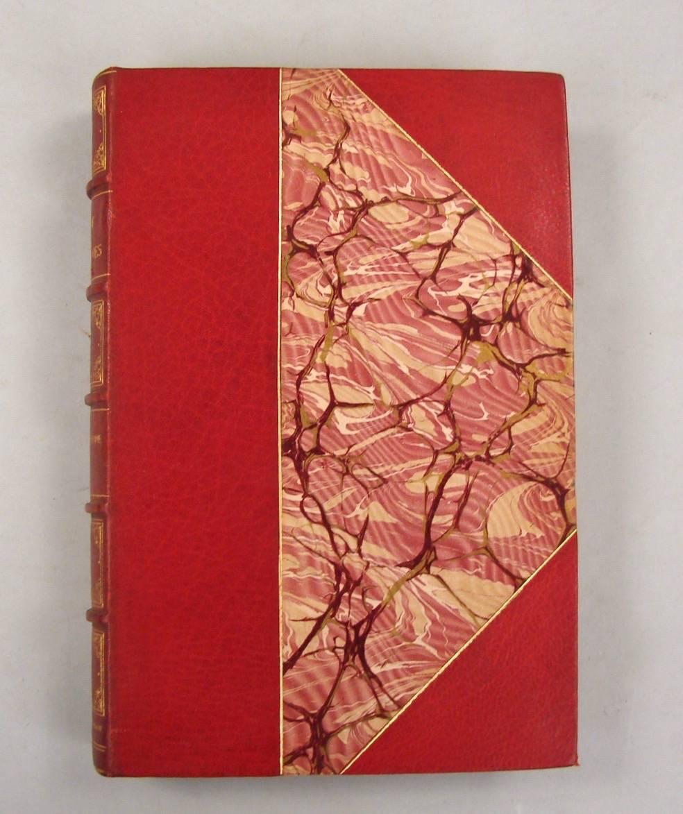 A lovely limited edition 15 volume set titled Days of the Dandies printed by the Grolier Society, Connoisseur edition, bound in gilt-tooled red 3/4 morocco with raised bands and marbleized endpapers, this being number 137/150 . This set includes