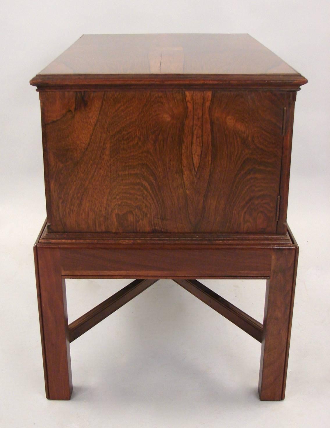 19th Century English Rosewood Small Chest with 3 Drawers on Later Stand