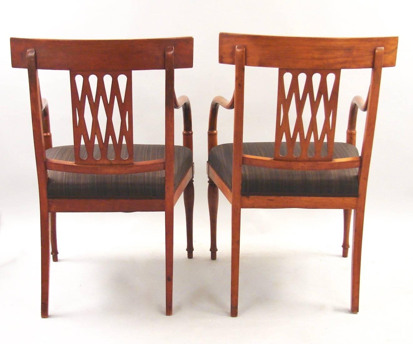 Neoclassical Northern European Style Fruitwood Armchairs In Good Condition In San Francisco, CA
