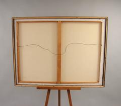 Mid-Century Oil on Canvas in Reds, Oranges and Black