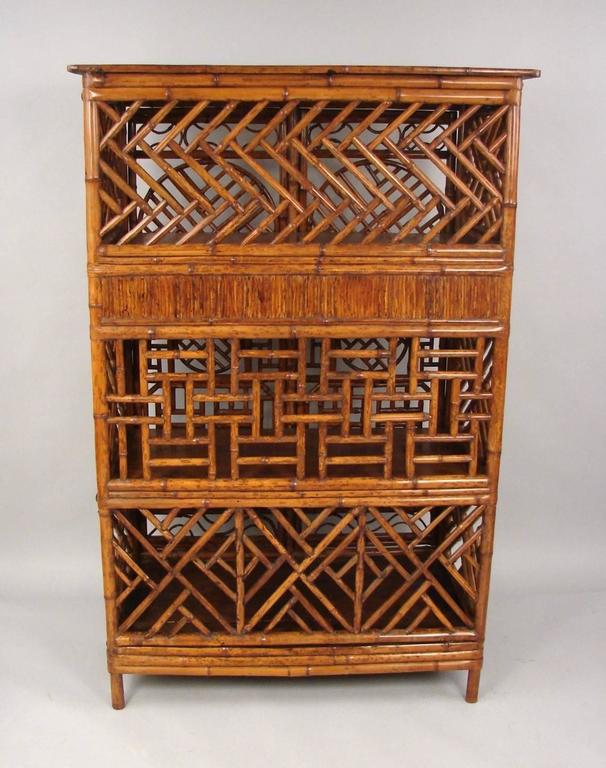 Chinese Painted Bamboo with Interior Drawers and Shelves at 1stDibs