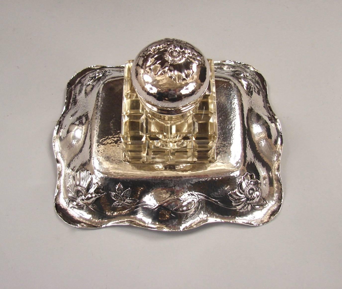 American Art Nouveau Sterling Silver Inkstand by Barbour Silver Company 1
