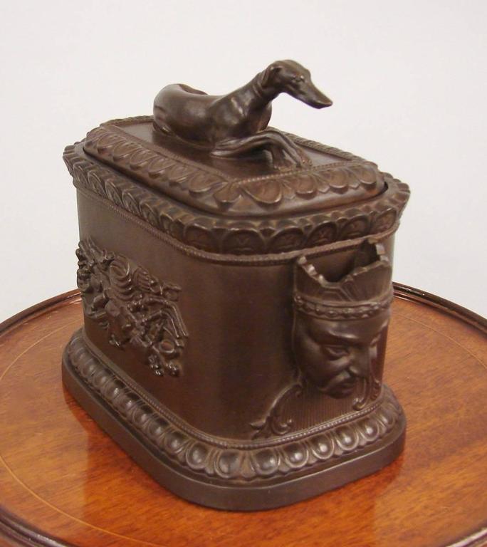 Rare Regency Opium Humidor with Whippet Finial by Robinson and Wood at 1stDibs