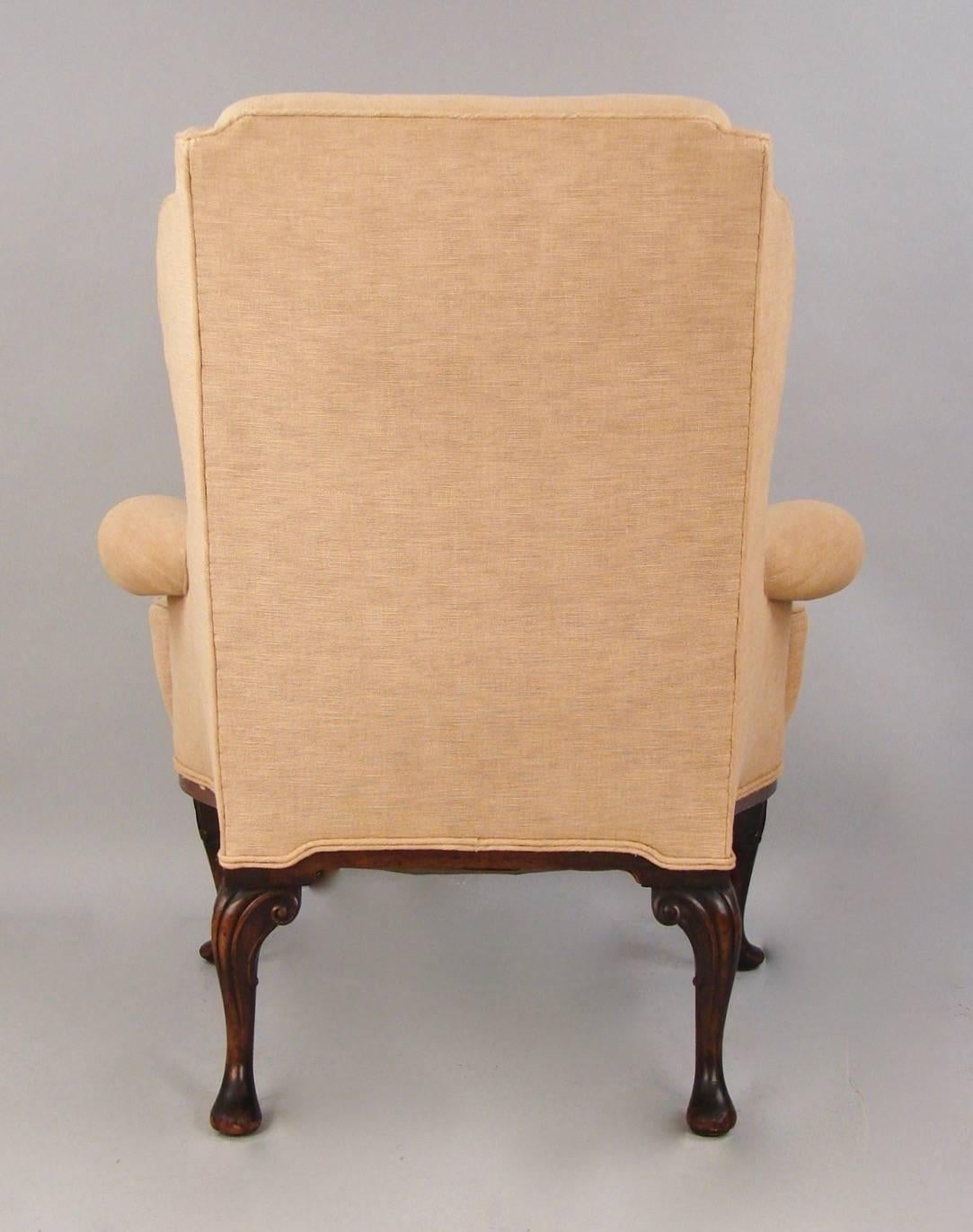 George II Georgian Style Upholstered Wingback Armchair