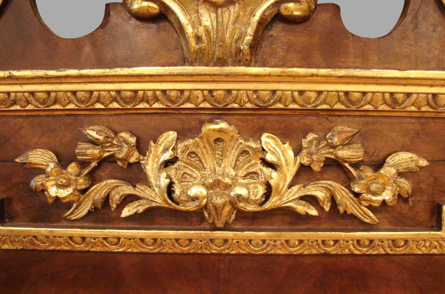 Carved George III Walnut Parcel-Gilt Mirror