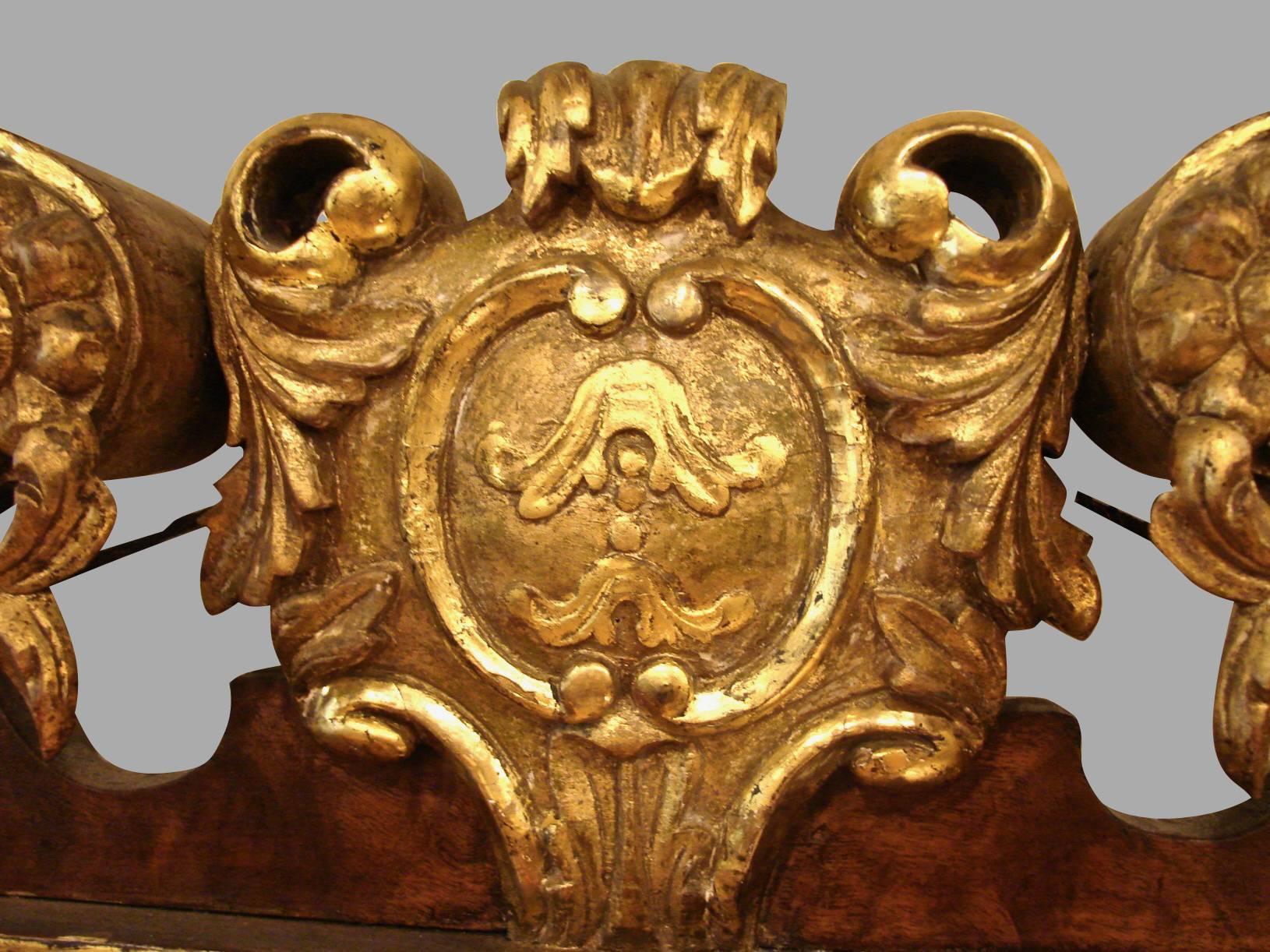 Late 18th Century George III Walnut Parcel-Gilt Mirror