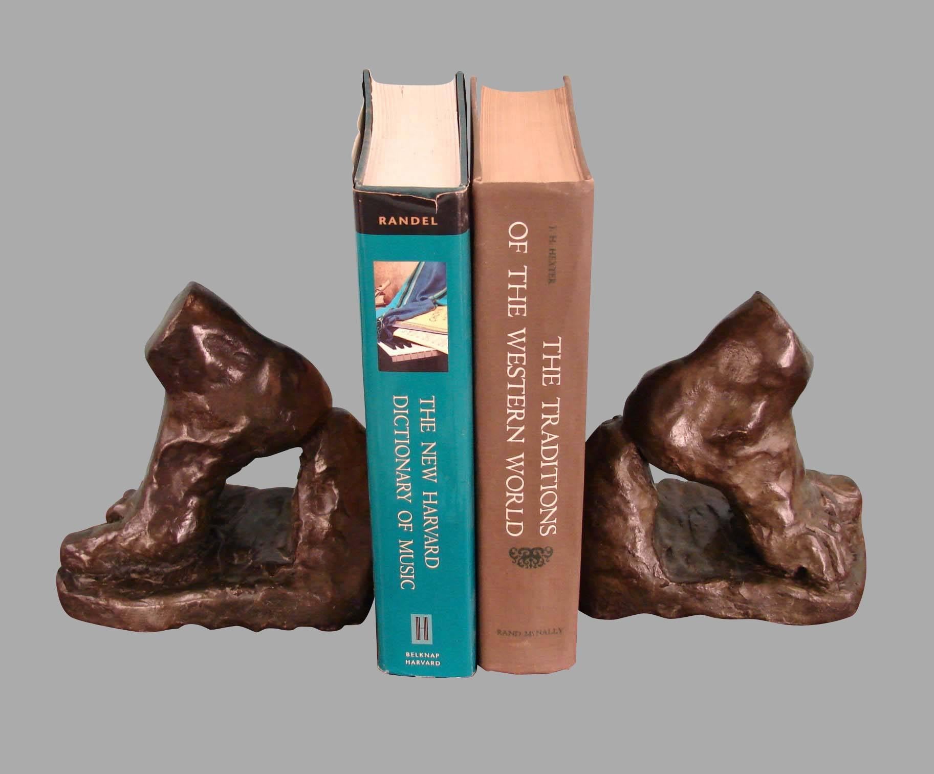 American Pair of Bronze Bookends in the Form of Feet by Susan Dendy