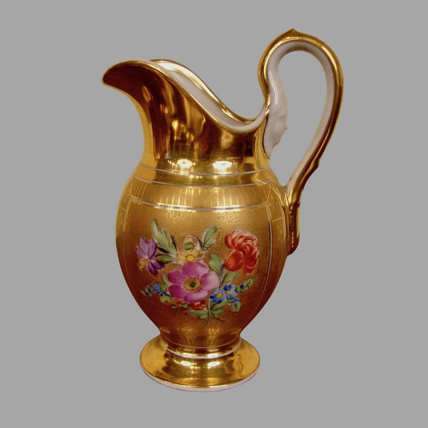 19th Century Six-Piece French Empire Parcel Gilt Porcelain Demi-Tasse Set by Nast, Paris