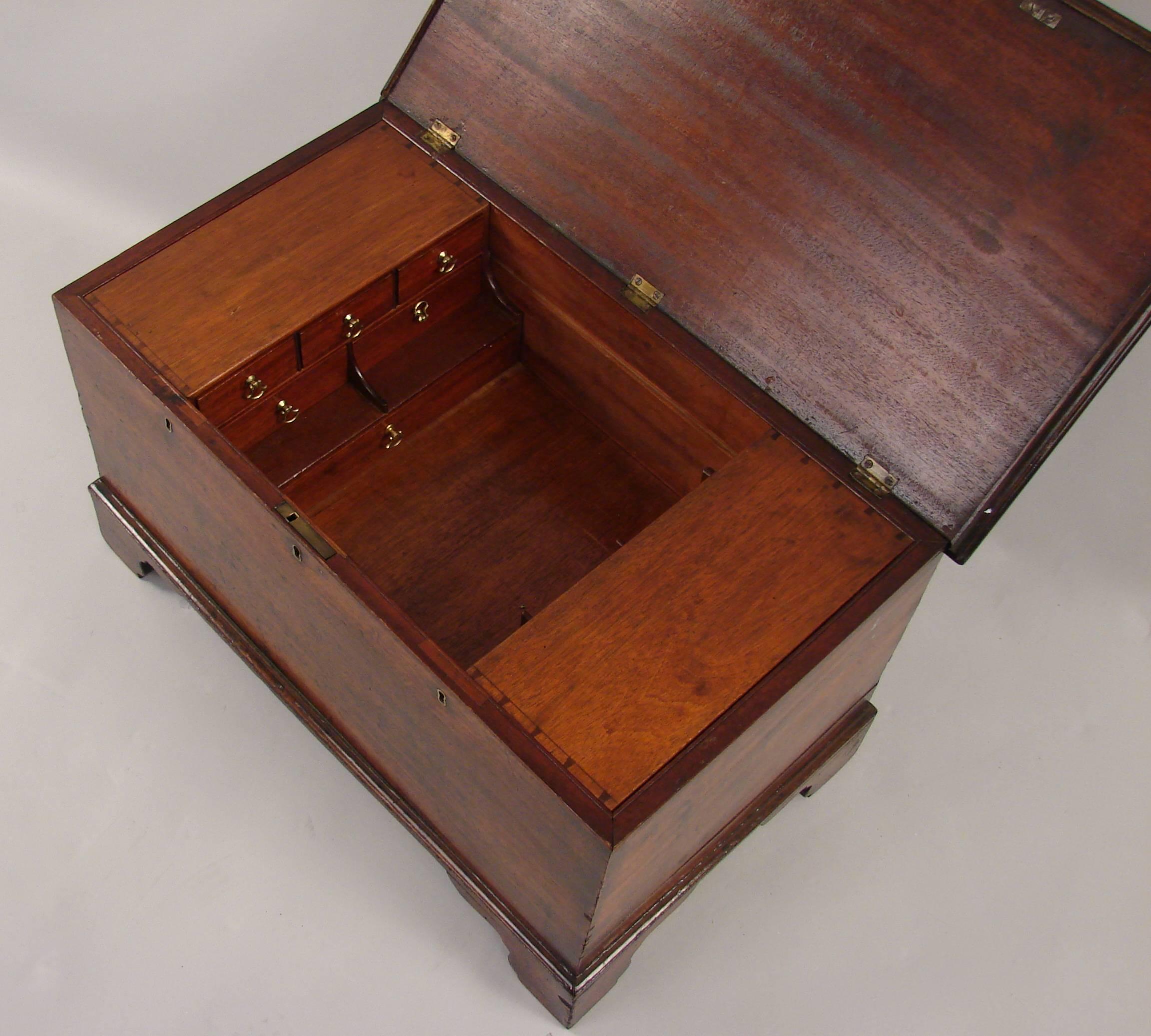 English Finely Made Small Georgian Chest with Fitted Interior