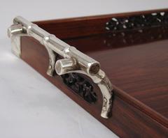 Chinese Silver Mounted Rosewood Tray Shanghai Boy Scout Presentation