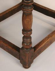 Pair of French Walnut Stools with Tufted Leather Seats
