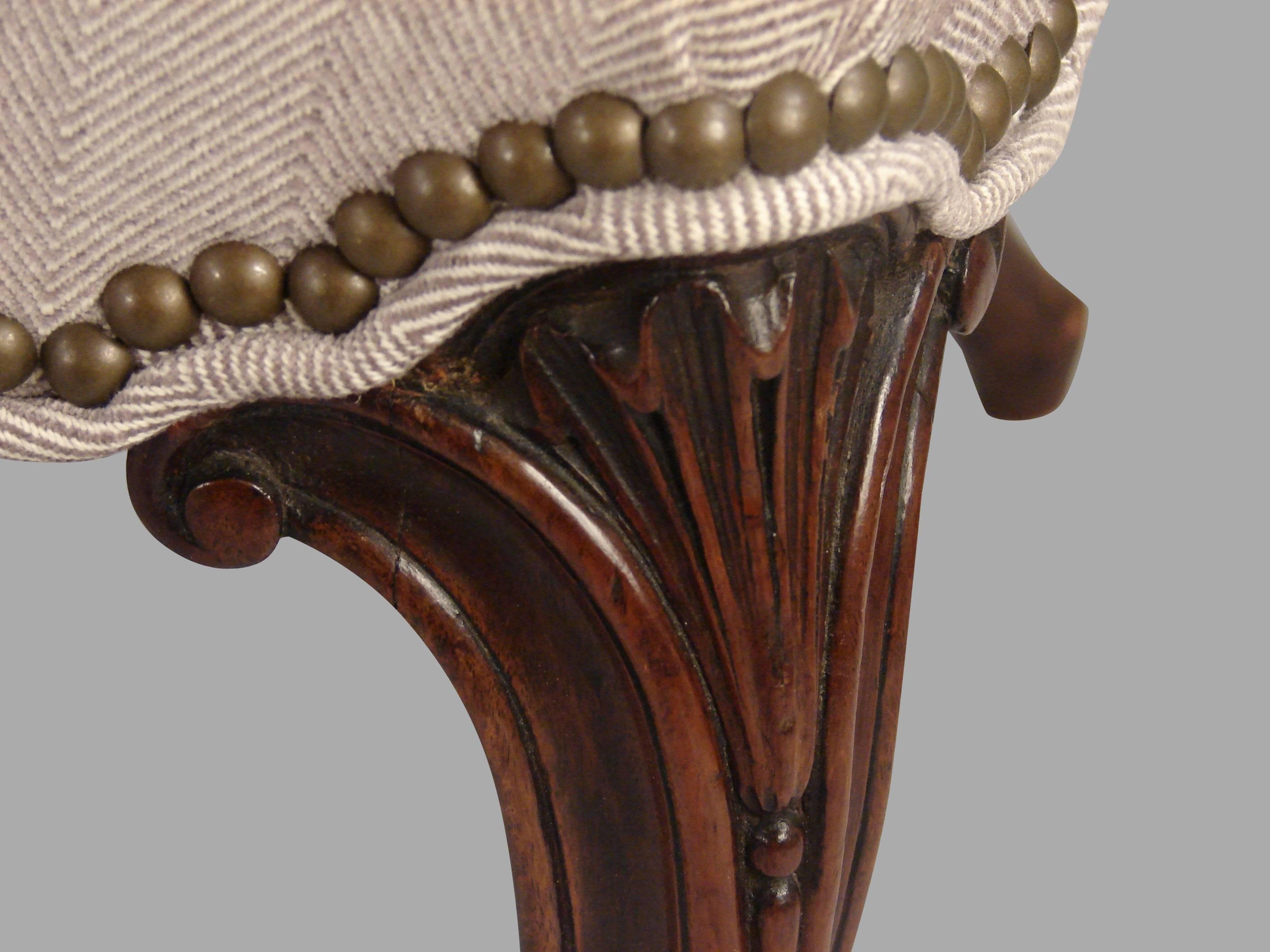 George III Two Similar Mahogany Georgian Style Armchairs in the French Hepplewhite Taste