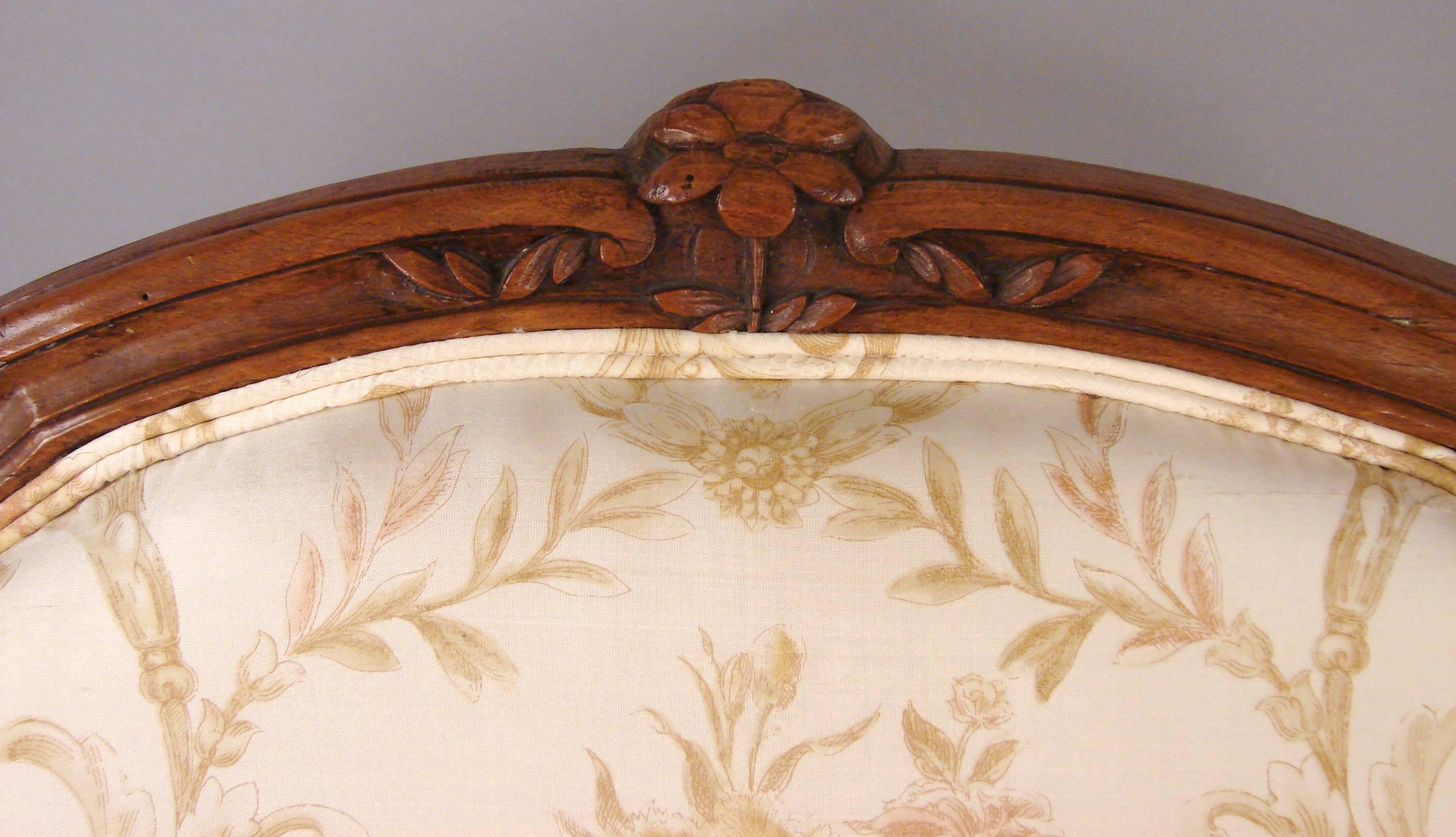 Pair of French Walnut Louis XV Style Armchairs 1