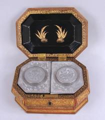 Good Chinese Export Red and Gold Lacquer Tea Caddy