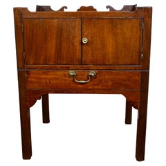 English Late Eighteenth Century Mahogany Bedside Table with Scrolled Gallery