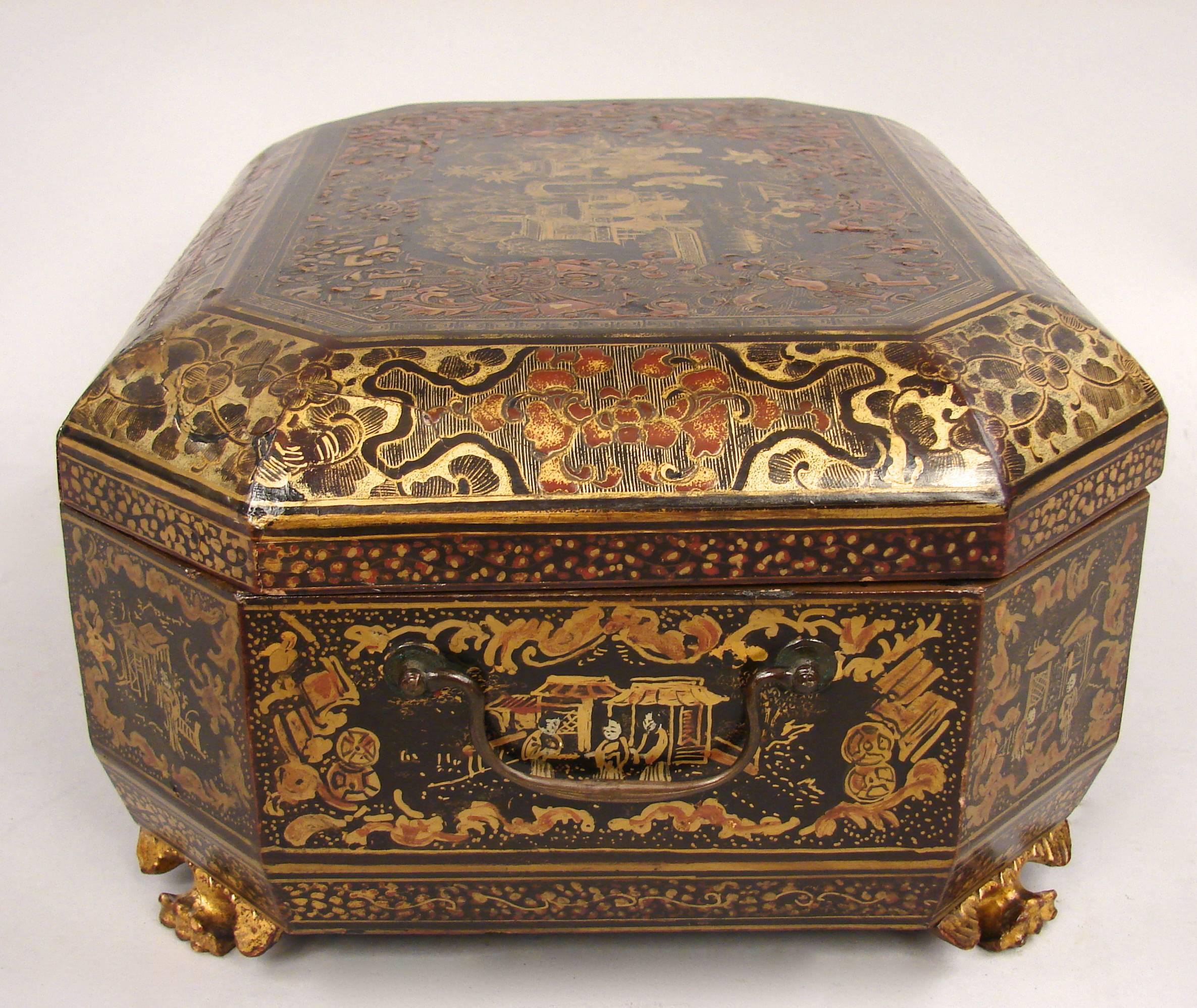 Chinese Export Sewing Box with Sewing Implements 1