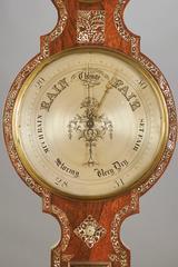 Rare Very Large Inlaid Late Regency Rosewood Clock Barometer