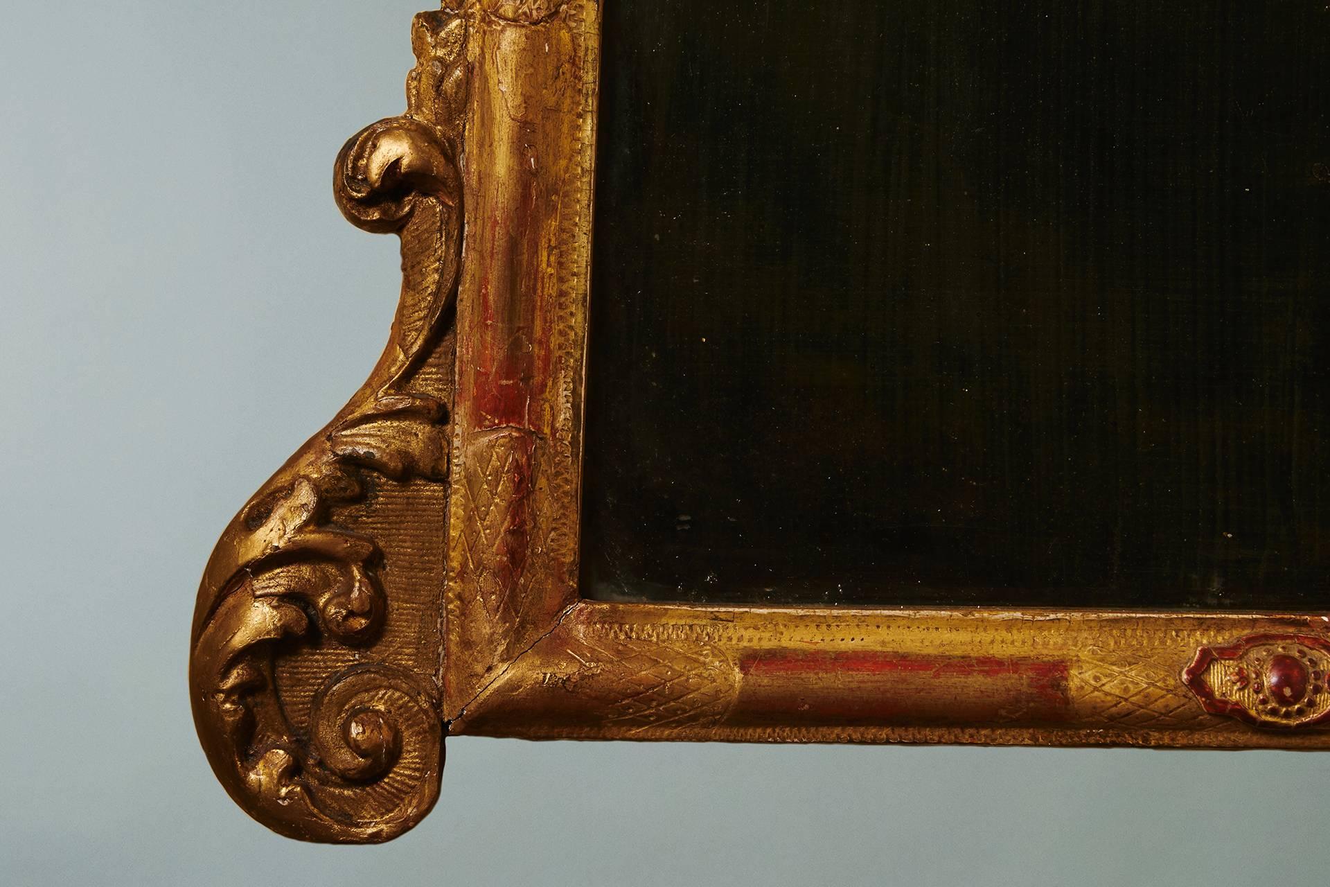 English George II Carved Giltwood Mirror