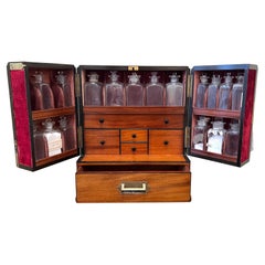 English Mahogany Fitted Portable Pharmacy or Apothecary with Numerous Components