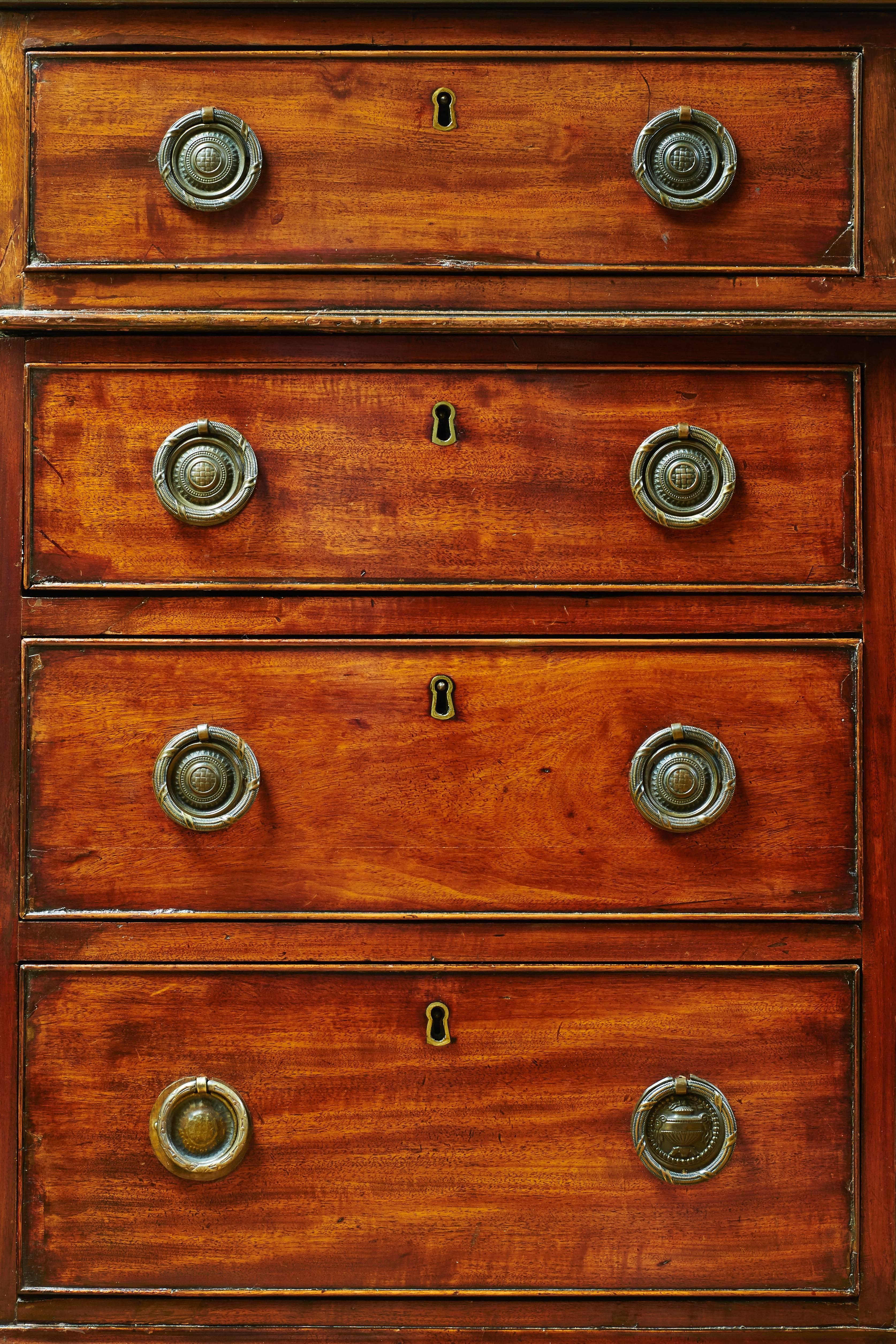 Georgian Style Mahogany Partners Desk with Green Gilt-Tooled Leather Top 1