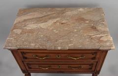 Neoclassical Walnut Two-Drawer Marble-Top Commode of Small Size