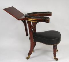 Regency Leather Upholstered Mahogany Reading Library Armchair