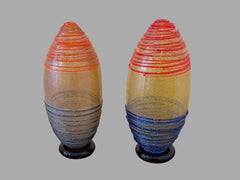 Pair of Murano Glass Hand Blown Cylindrical Form Vases