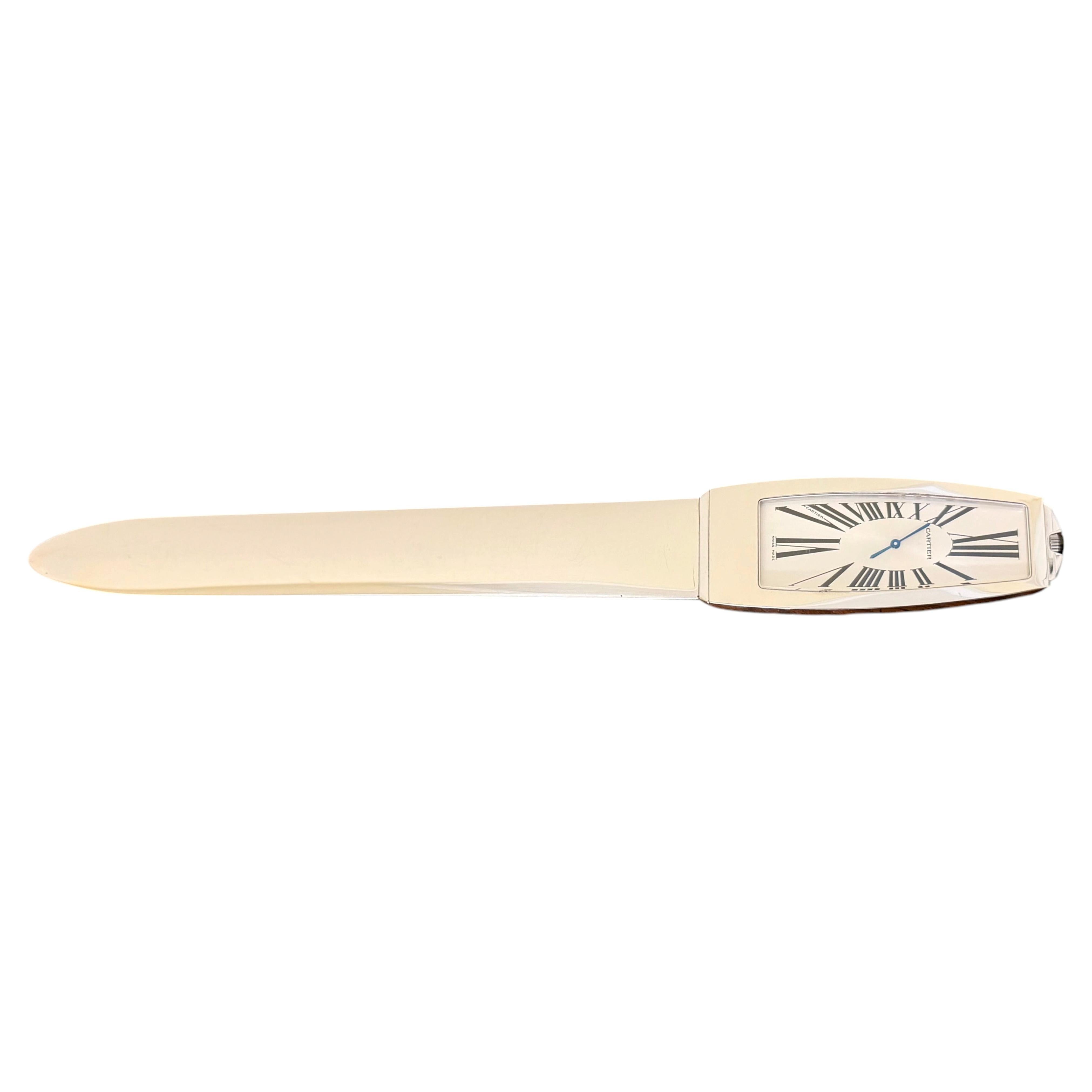 Pre-owned Cartier Limited Edition Millenium  Letter Opener With Clock, No. 0207/2000 In White
