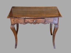 Louis XV Provincial Carved Fruitwood Side or Writing Table with Central Drawer