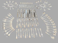 Servizio di posate Puiforcat modello Elysee in argento sterling per 12 persone con pezzi aggiuntivi
