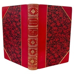 Les romans de Waverly de Sir Walter Scott, intégrale en 48 volumes reliés en cuir rouge, 1860