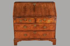 Fine George I Figured Walnut Slant Front Bureau