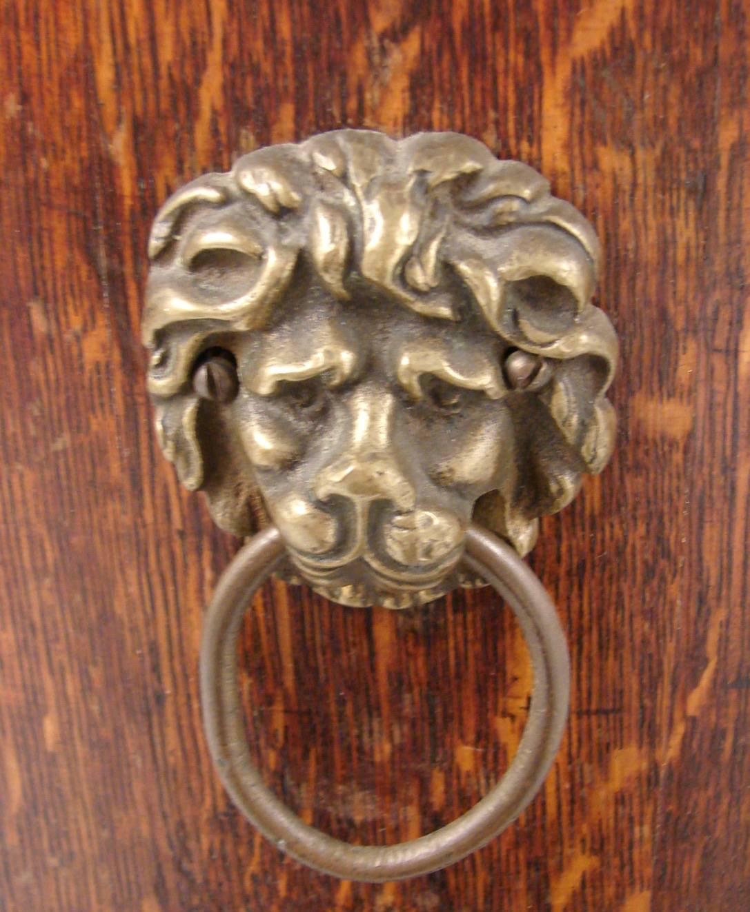 Labeled English Oak Brass Bound Planter on Stand In Good Condition In San Francisco, CA