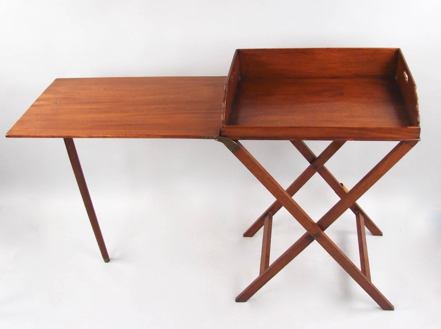 Victorian Rare English Mahogany Butler's Tray with Companion Serving Table
