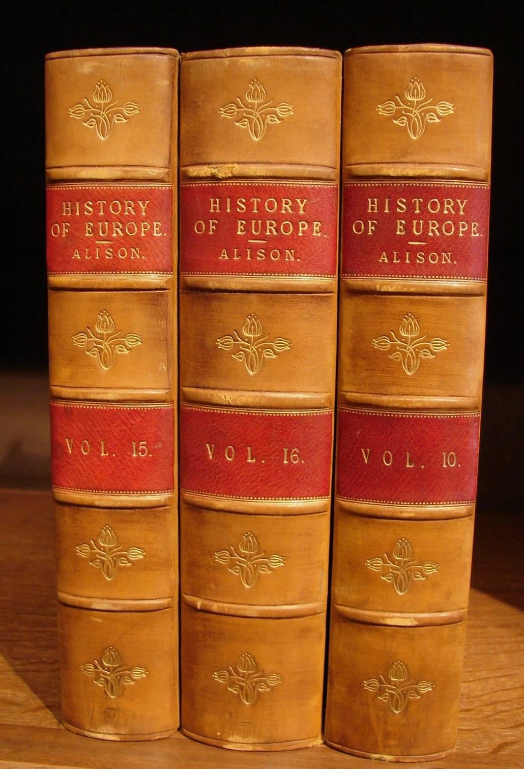 English 24 Volume Leather Bound History of Europe Published, 1845-1849