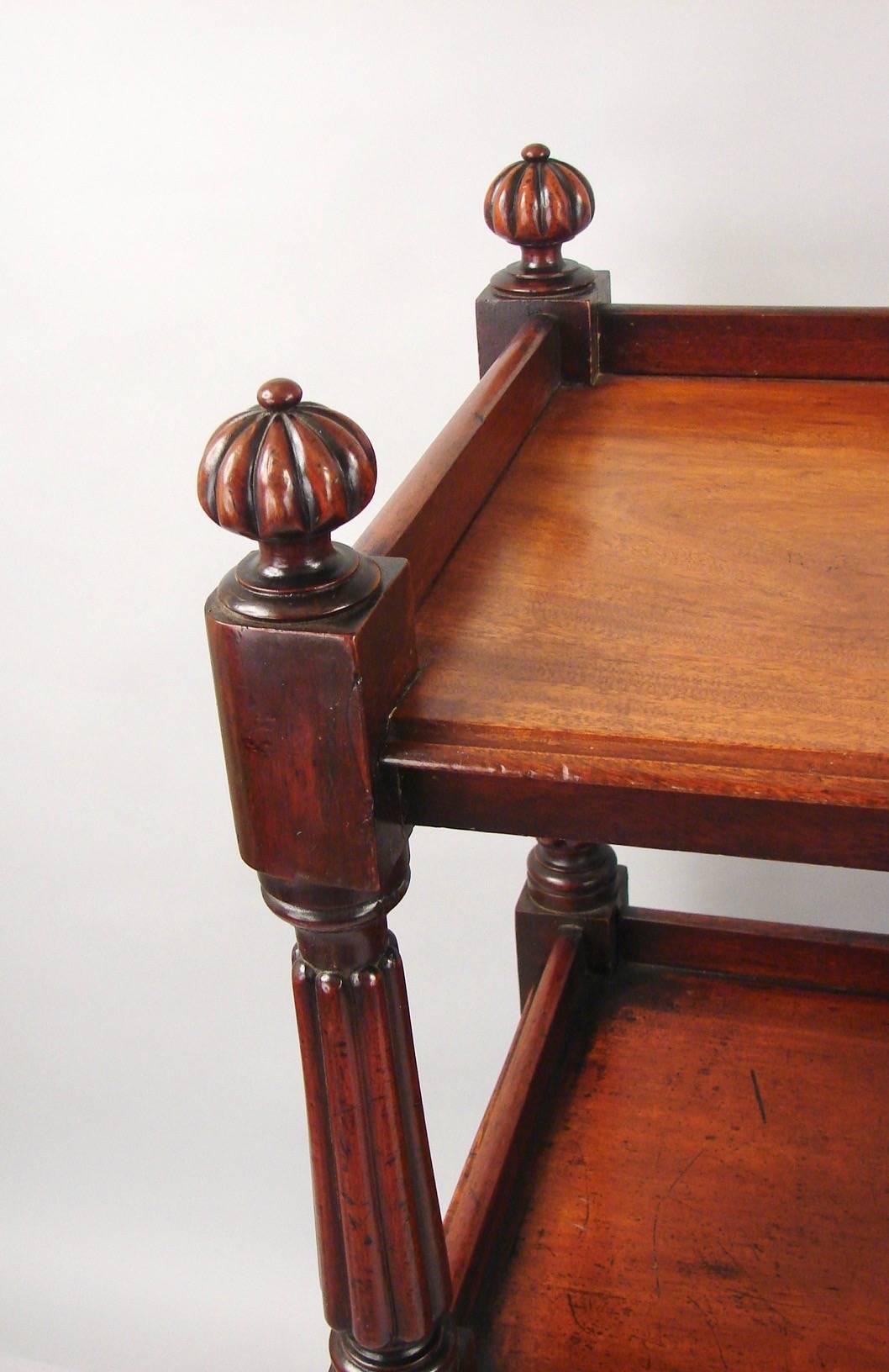 Late 19th Century Victorian Mahogany Three-Shelf Sever with Fluted Columns