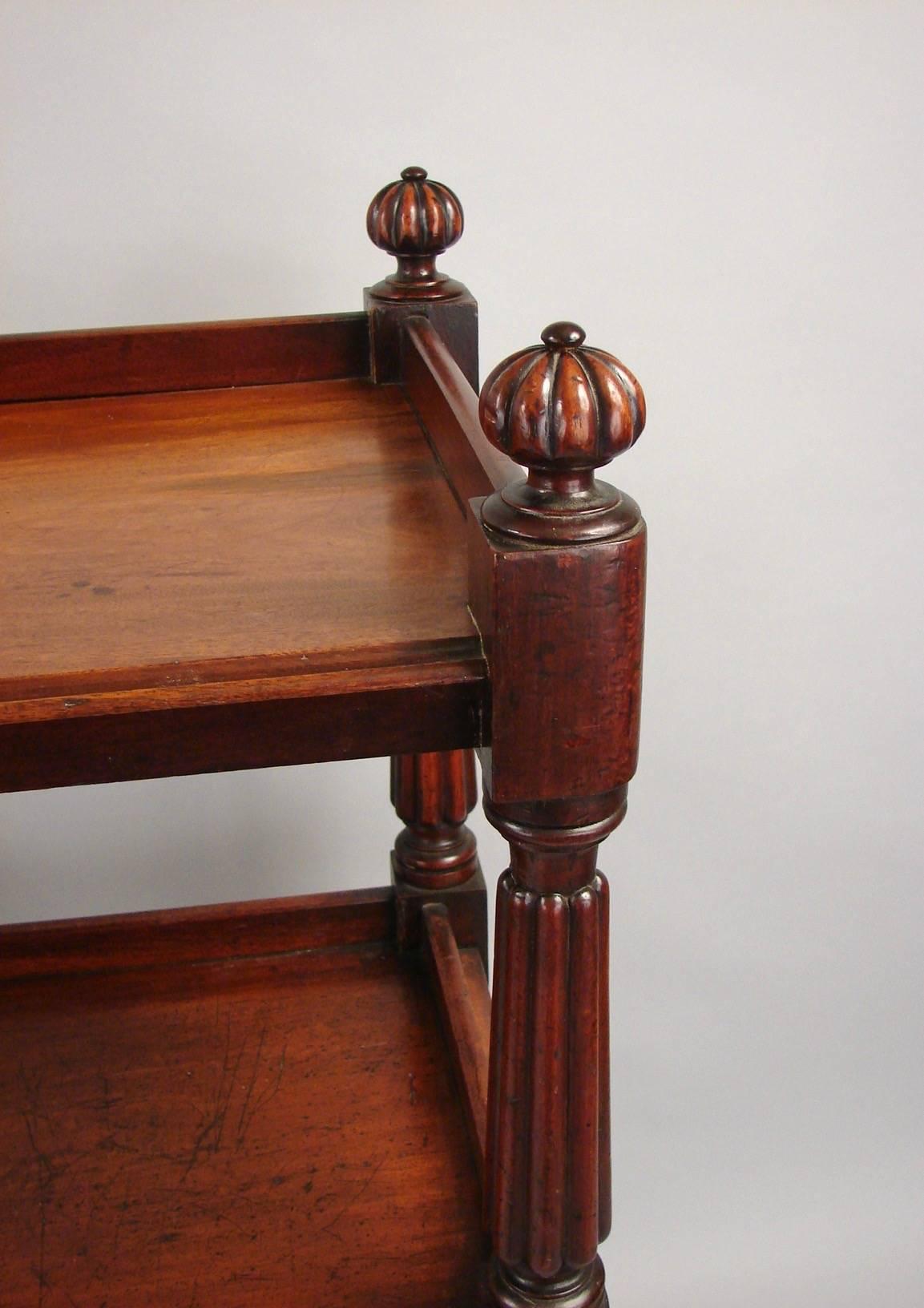 Victorian Mahogany Three-Shelf Sever with Fluted Columns 1