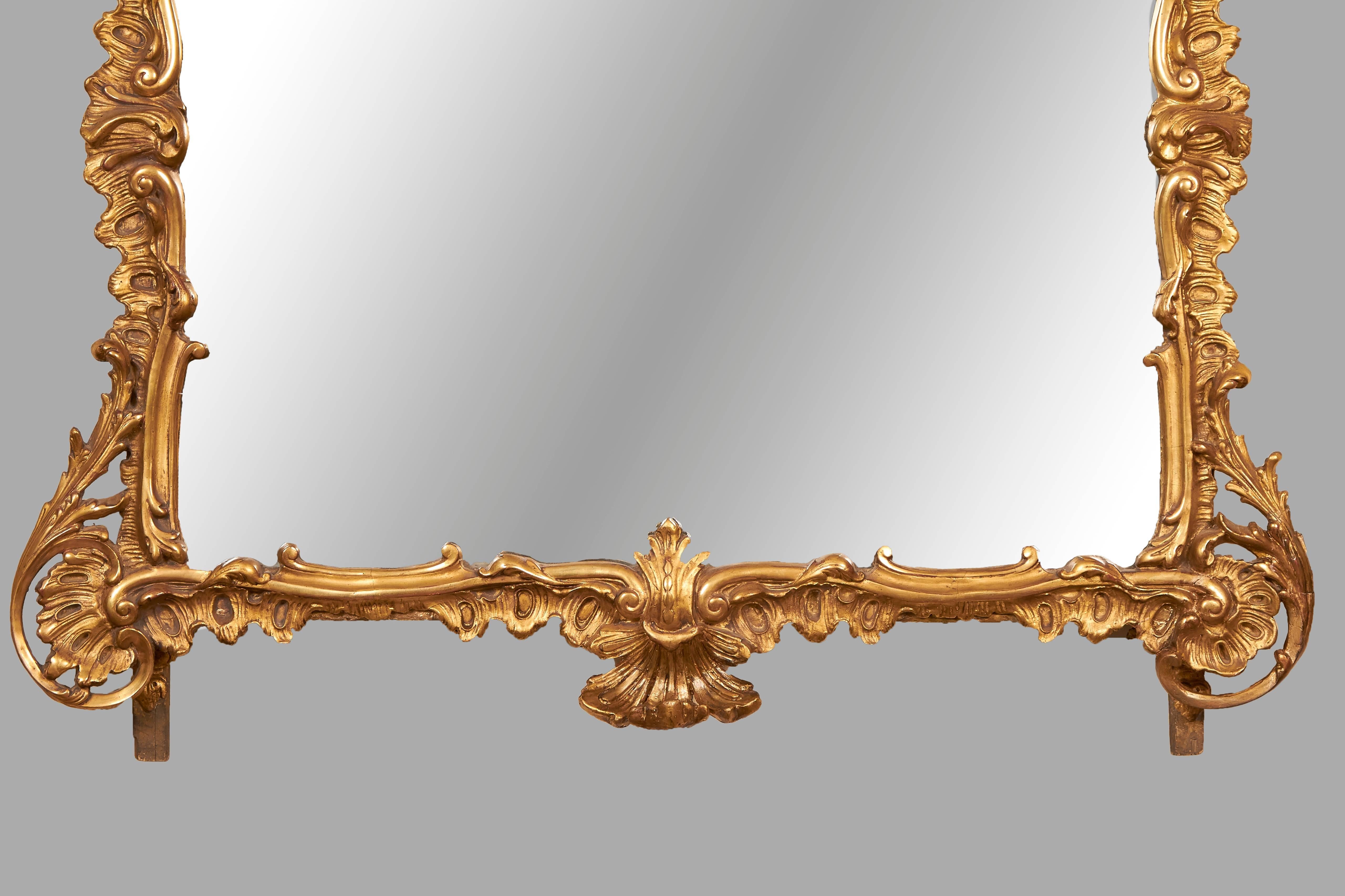 Louis XV Style Giltwood Mirror with Original Glass In Good Condition In San Francisco, CA