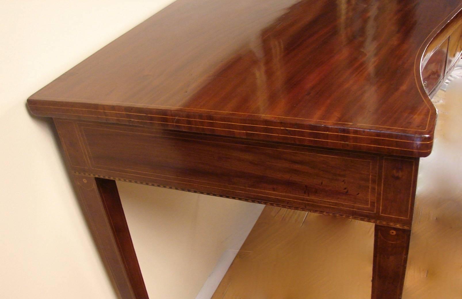 18th Century Hepplewhite Inlaid Mahogany Serpentine Server with Four Drawers