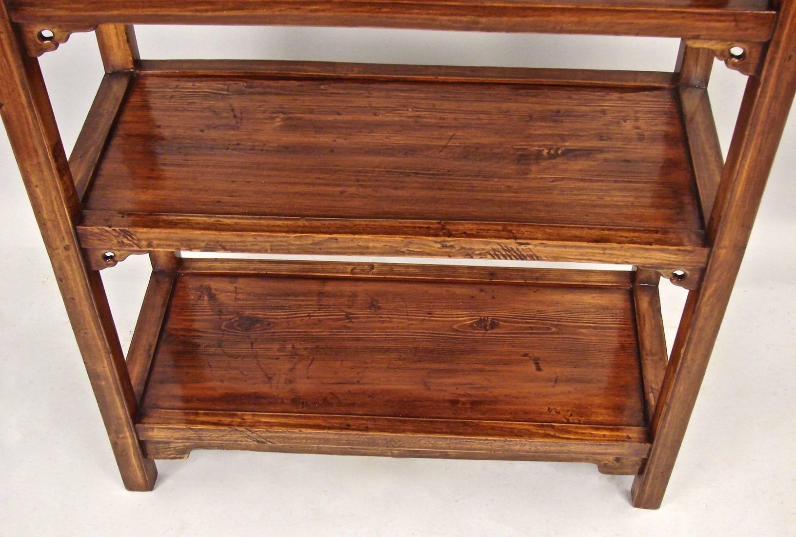 20th Century Chinese Elm Four-Tier Bookcase of Small Size